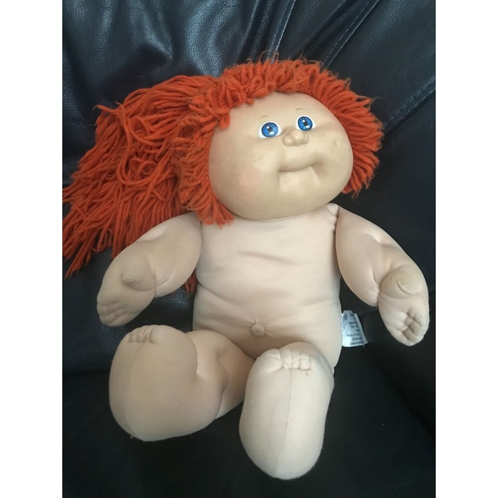 Vintage 1982 Cabbage Patch Xavier Roberts Red Orange Hair Blue Eyes Naked Doll